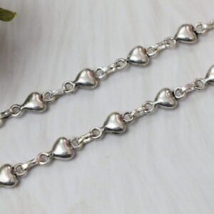 925 sterling silver heart-link anklet with delicate chain detailing