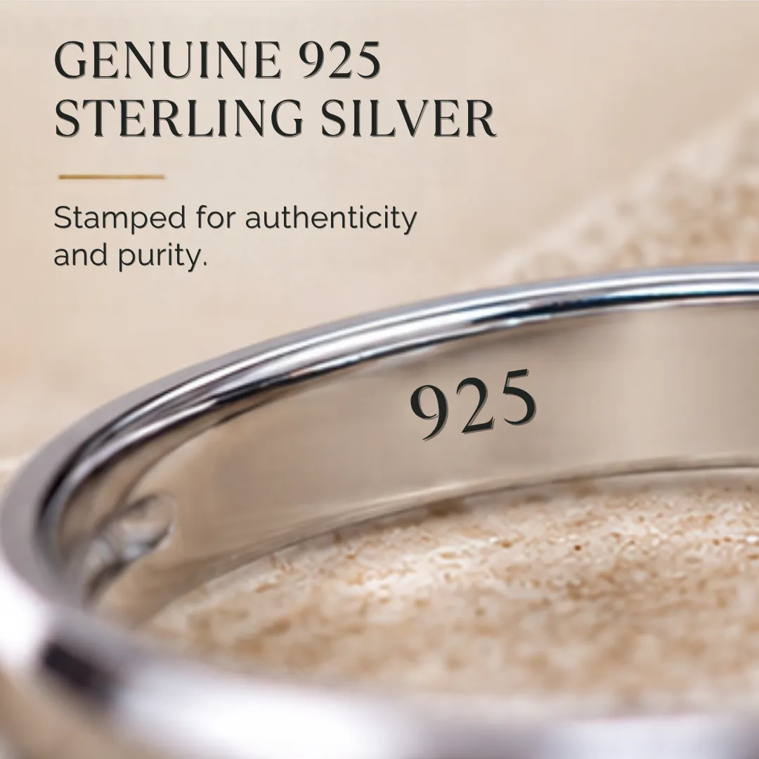 scintillating-cz-stone-finished-silver-band-sukhambika (6) Macro graphic of the inner band of the scintillating cz stone finished silver band, showing the 925 stamp for genuine 925 sterling silver, stamped for authenticity and purity.